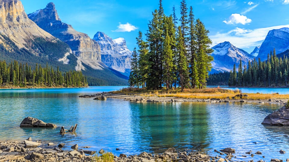 Spirit Island in Maligne Lake, Jasper National Park, Alberta, Canada