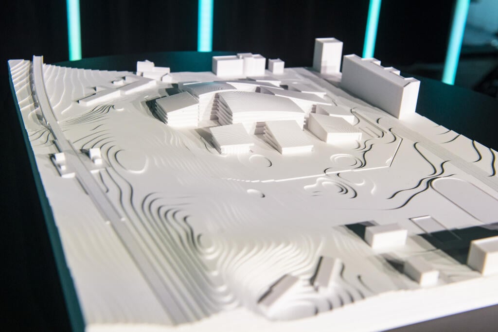 Na snímke návrh projektu ESET Campus počas prezentácie aktuálneho stavu projektu ESET Campus 24. novembra 2021 v Bratislave. FOTO TASR - Jakub Kotian