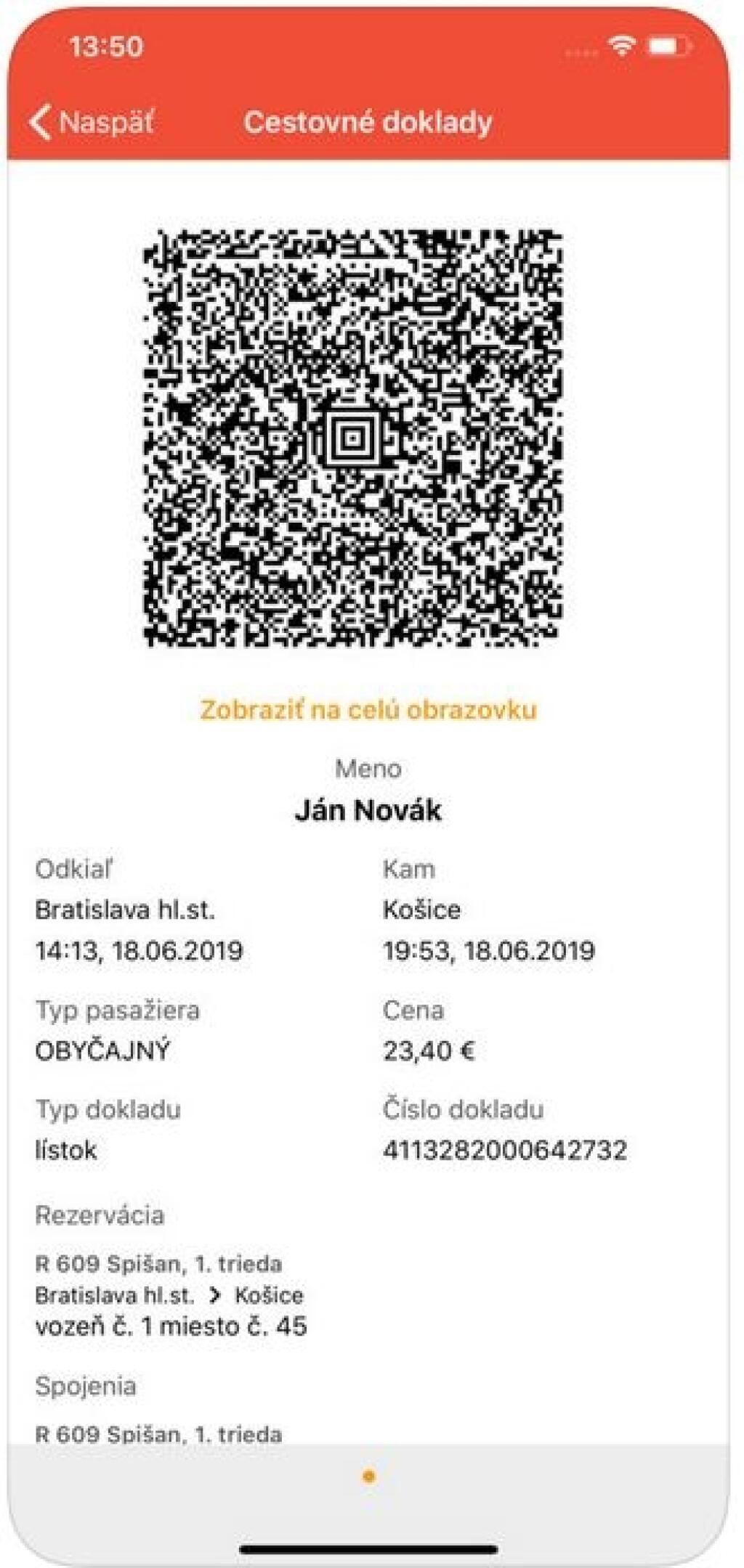 Mobilná aplikácia ZSSK: Cestovný lístok