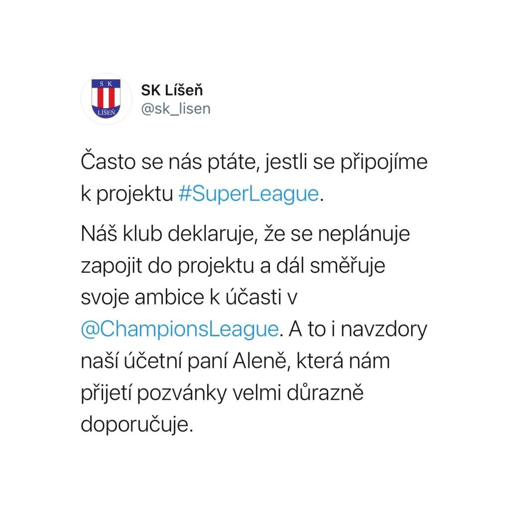 Český klub SK Líšen vtipne reagoval.