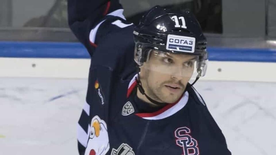 Na snímke hráč Slovana Zach Boychuk oslauje gól v zápase KHL HC Slovan Bratislava - Amur Chabarovsk v Bratislave 25. novembra 2017. FOTO TASR - Martin Baumann