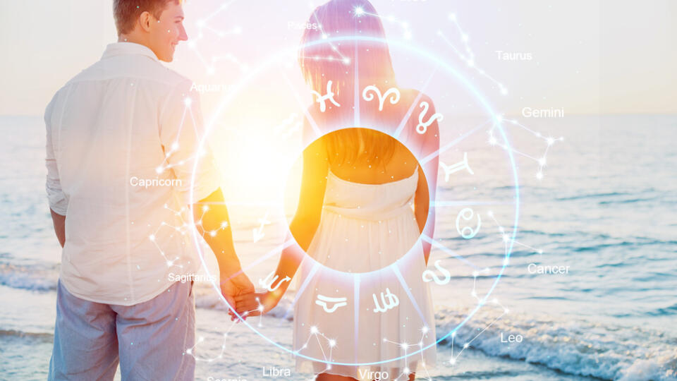 Happy,Couple,With,Love,Compatibility,Between,Zodiac,Signs