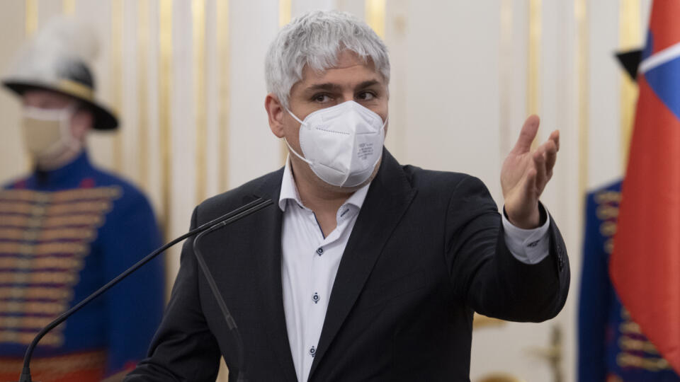 Na snímke chemik, CEO Multiplex DX Pavol Čekan počas tlačovej konferencie po stretnutí prezidentky SR Zuzany Čaputovej s odborníkmi v súvislosti s aktuálnou epidemickou situáciou v Prezidentskom paláci v Bratislave 16. februára 2021. FOTO TASR - Pavel Neubauer