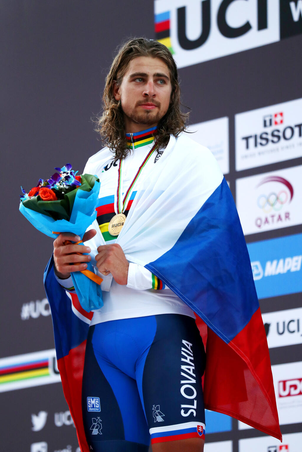 Peter Sagan po titule v Dauhe v roku 2016.