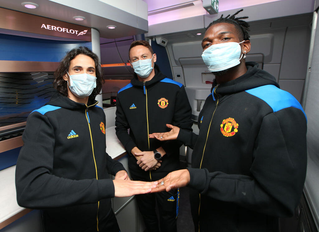 Trojica Cavani, Matič a Pogba boli pred odletom do Bergama v dobrej nálade.
