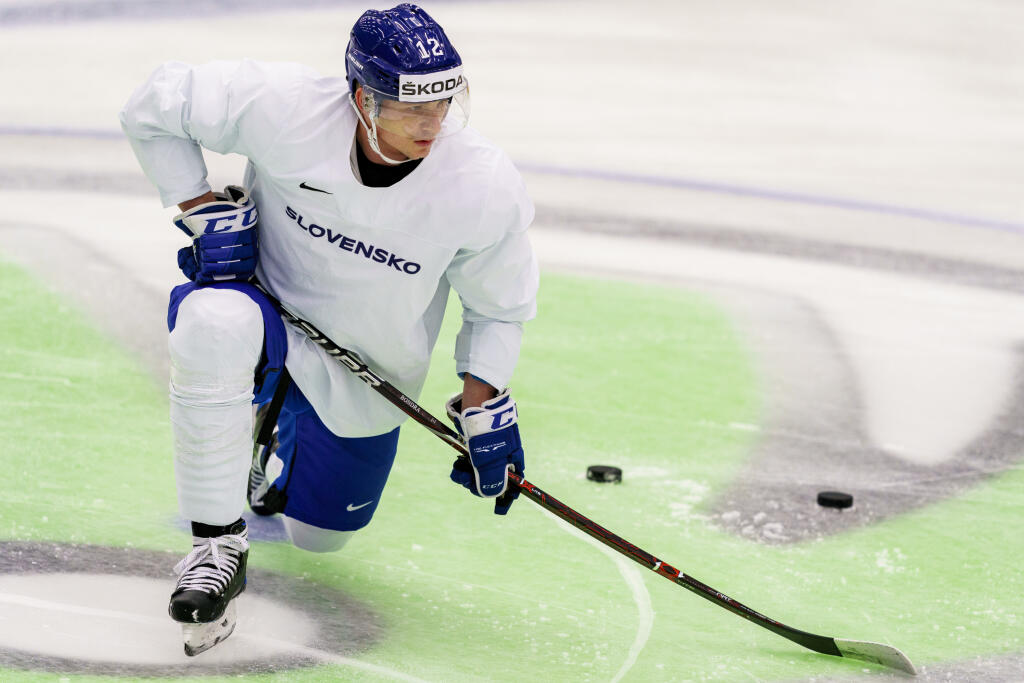Slovenská hokejová reprezentácia absolvovala ranné rozkorčulovanie pred zápasom A skupiny hokejových Majstrovstiev sveta IIHF 2019 proti Veľkej Británií. Na snímke Dávid Bondra.
