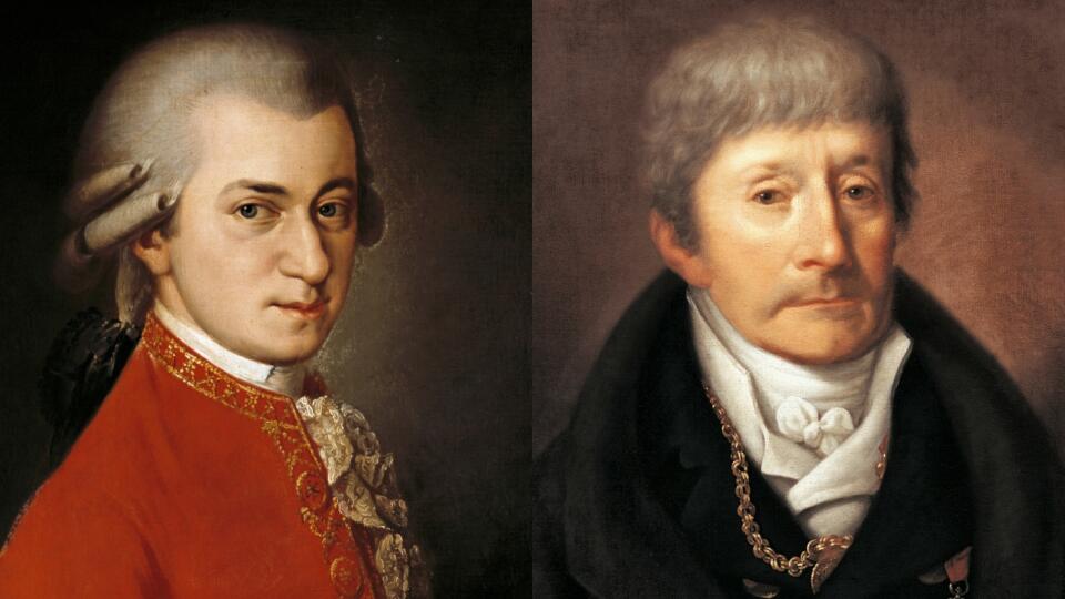 WOLFGANG AMADEUS MOZART mal veľký vplyv na vývoj európskej hudby (vľavo). ANTONIO SALIERI bol najvýznamnejší operný skladateľ svojej doby (vpravp).