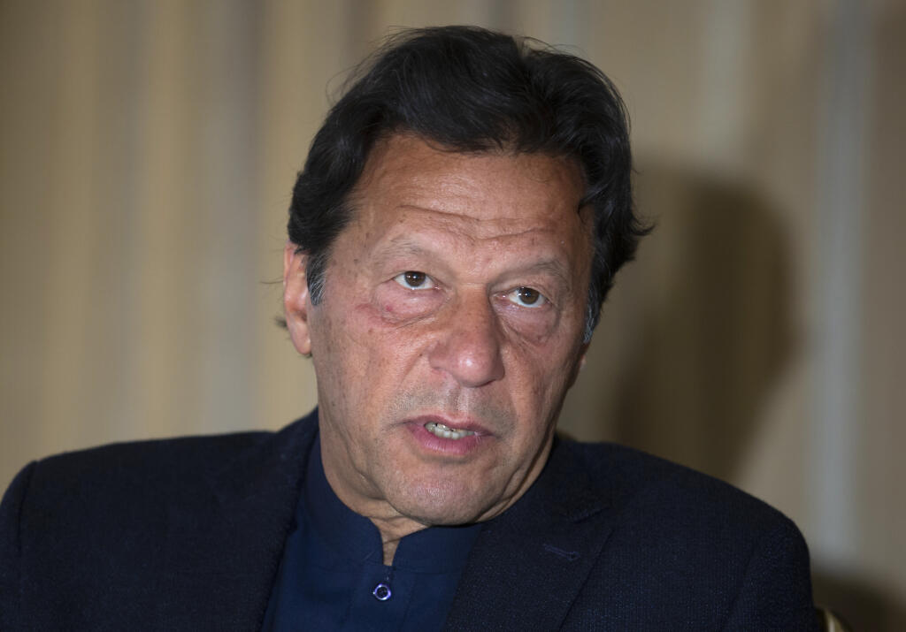 Pakistani Prime Minister Imran Khan speaks during an interview in Islamabad.