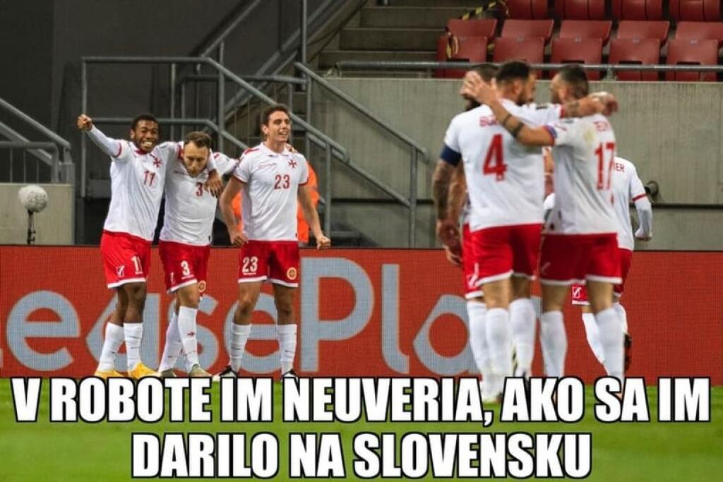 Po zápase s Maltou zaplnili internet vtipy na slovenských futbalistov.