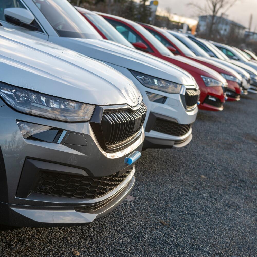Newly,Made,Passenger,Suvs,Cars,Parked,In,A,Row,Among