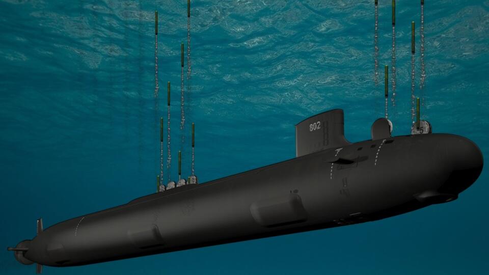 Nová ponorka na jadrový pohon triedy Virginia je schopná odpaľovať rakety pod hladinou - vizualizácia