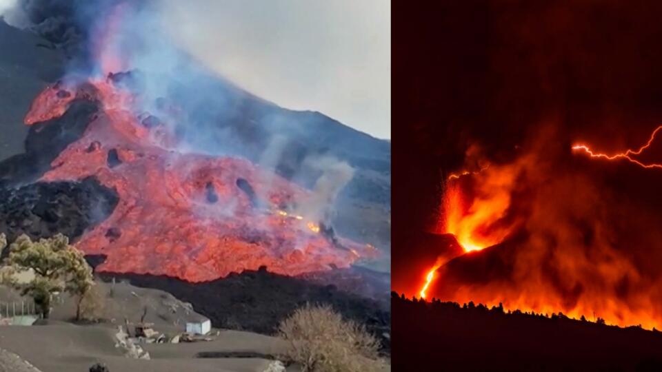 Erupcia sopky na ostrove LaPalma.