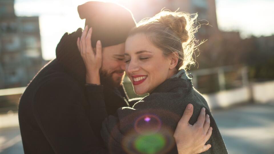 Happy young couple outdoors