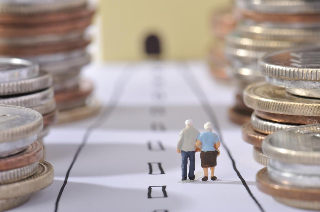 Couple,Of,Elderly,Walking,The,Road,Surrounded,By,Money