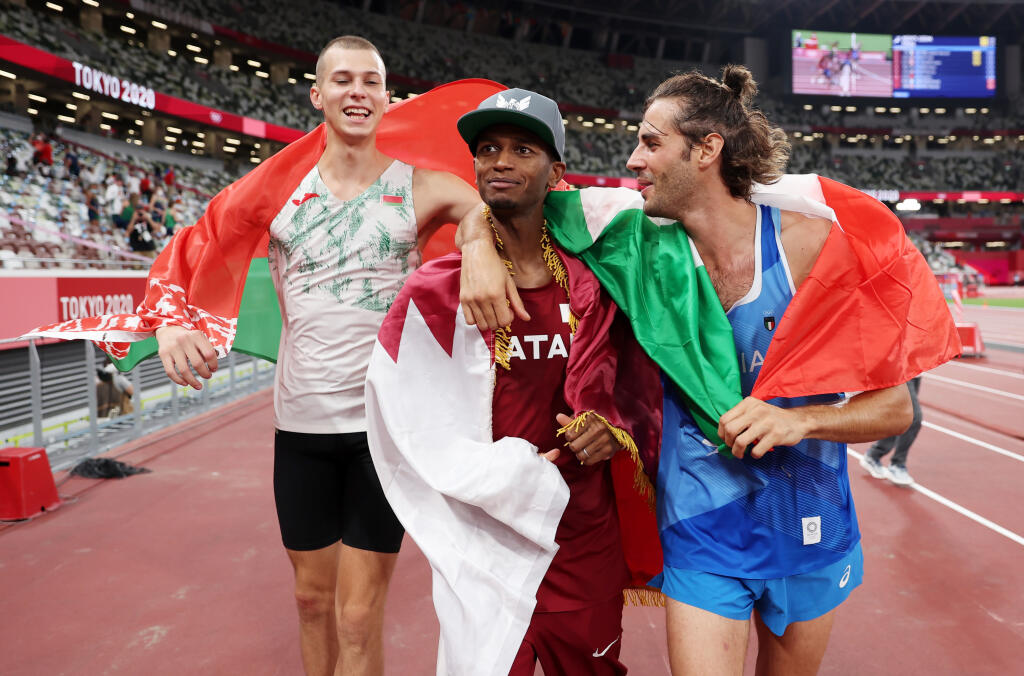 Katarčan Mutaz Essa Baršim a Talian Gianmarco Tamberi si rozdelili zlatú medailu.