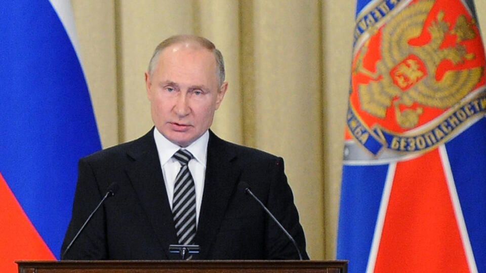 WA 48 Moscow - Russian President Vladimir Putin delivered a speech at a meeting of the FSB secret service in Moscow on Wednesday, February 24, 2021.  PHOTO TASR / AP