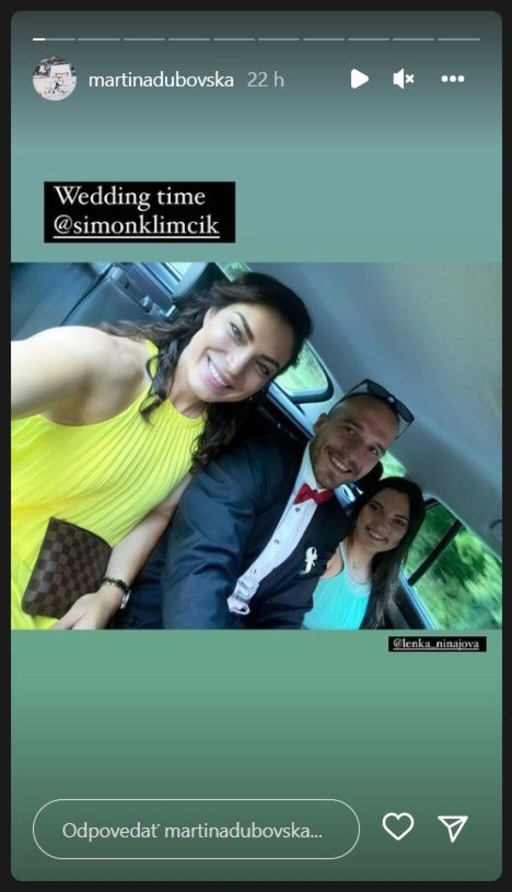 Na svadbe nechýbala ani lyžiarka Martina Dubovská, ktorú Klimčík taktiež trénuje.