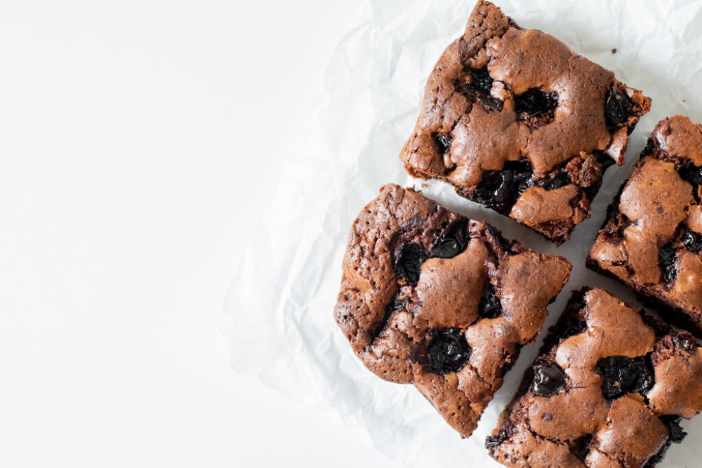 Cherry,Brownie,Close-up.,A,Delicious,Cherry,Brownie,Lies,On,A
