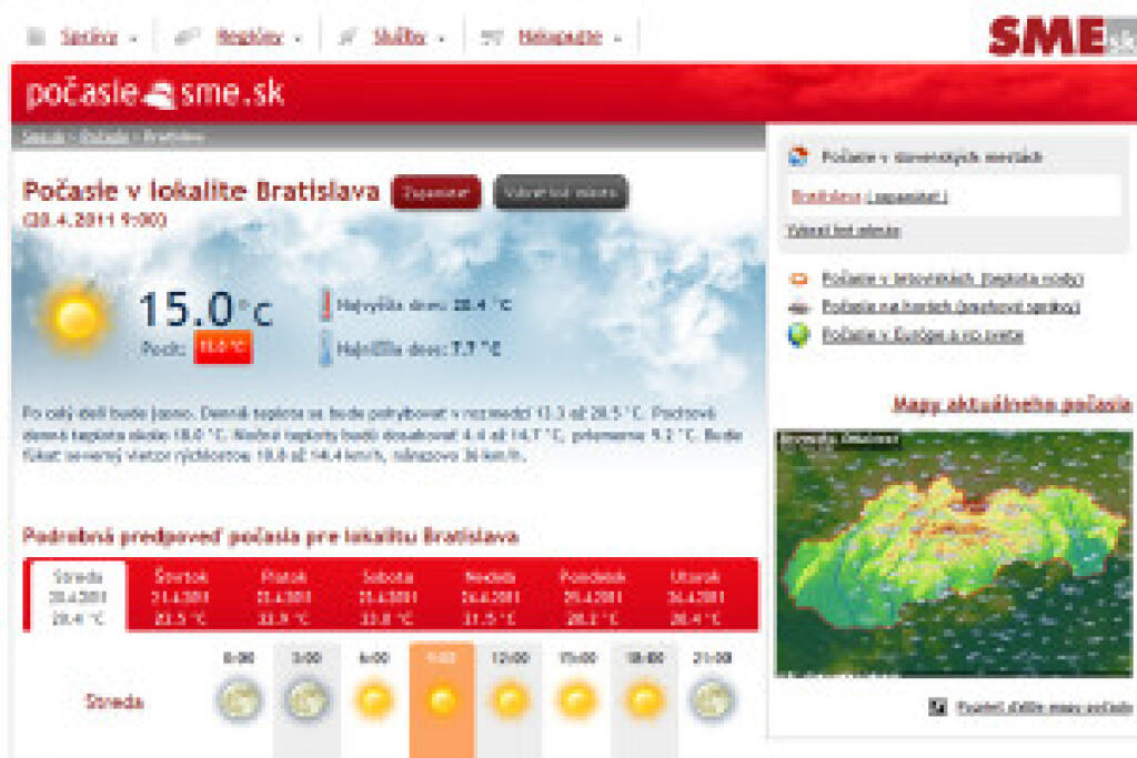Sme.sk chce suplovať nefunkčné SHMU.sk. Výrazne rozšírilo svoj meteoservis