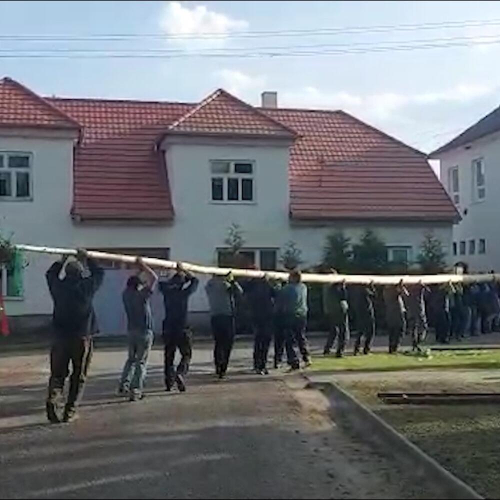 V najmenšej obci na Záhorí obyvatelia postavili 29 metrov vysoký máj.