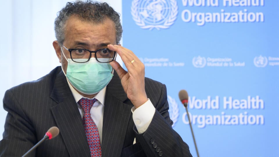 WA 32 Ženeva - Generálny riaditeľ Svetovej zdravotníckej organizácie (WHO) Tedros Adhanom Ghebreyesus počas bilaterálneho stretnutia so švajčiarskym ministrom zdravotníctva Alain Berset (nie je na snímke) na okraji výročného Zasadnutia Svetového zdravotníckeho zhromaždenia (WHA) - orgánu Svetovej zdravotníckej organizácie (WHO) zloženého z ministrov zdravotníctva členských štátov v Ženeve v pondelok 24. mája 2021. FOTO TASR/AP
Tedros Adhanom Ghebreyesus, Director General of the World Health