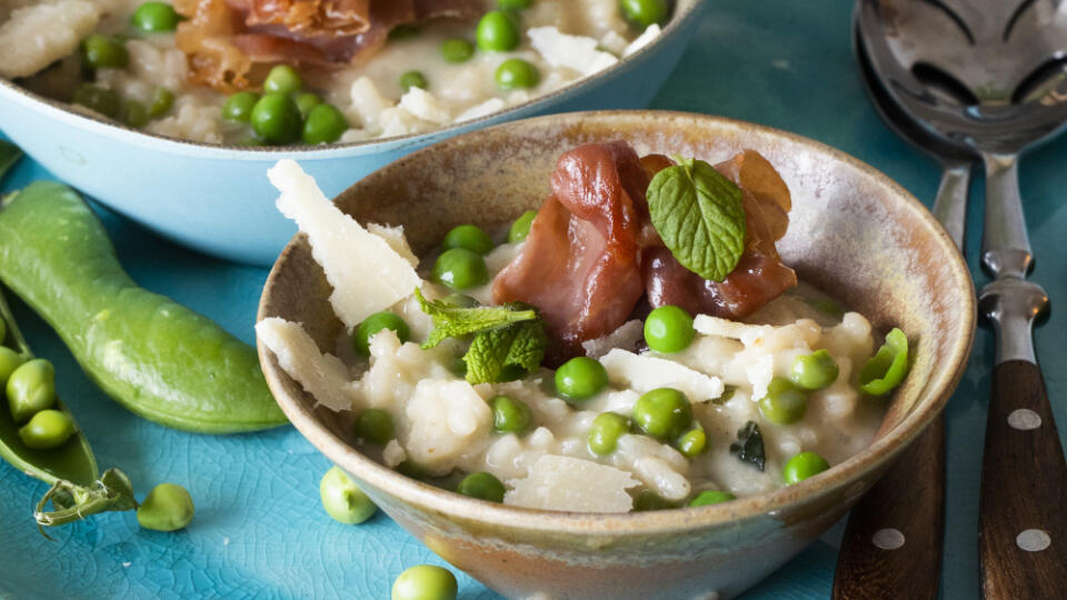 Talianske risotto s hráškom.