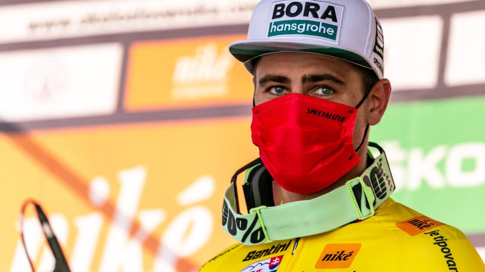 Peter Sagan v cieli štvrtej etapy cyklistických pretekov Okolo Slovenska v Trnave.