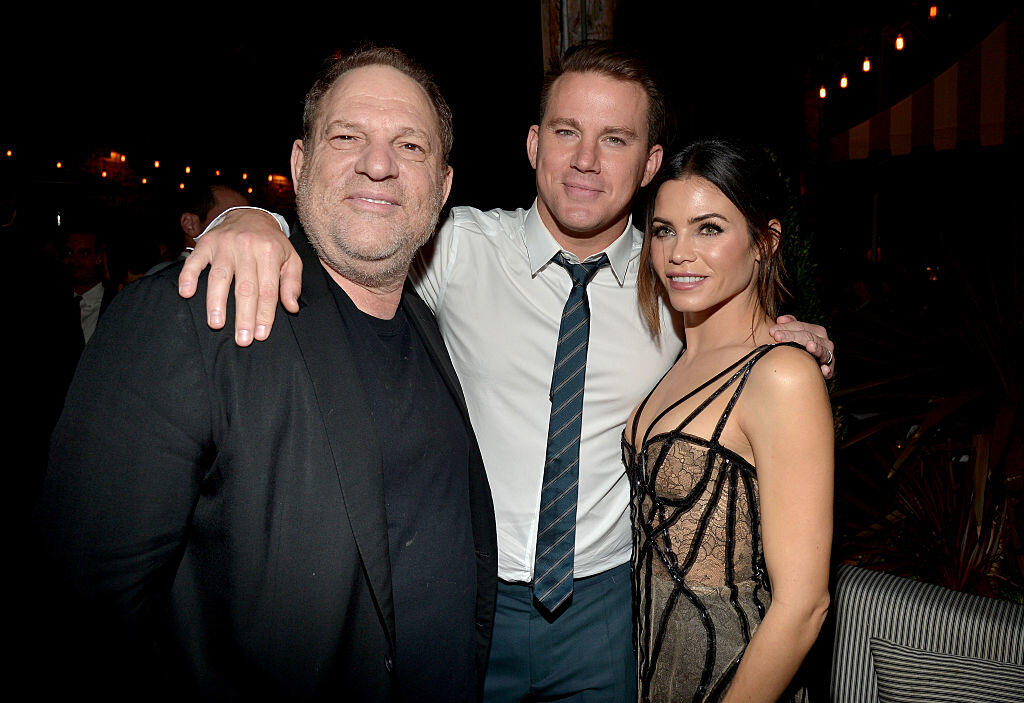 HOLLYWOOD, CA - DECEMBER 07: (L-R) Producer Harvey Weinstein, actors Channing Tatum, and Jenna Dewan attend the world premiere of