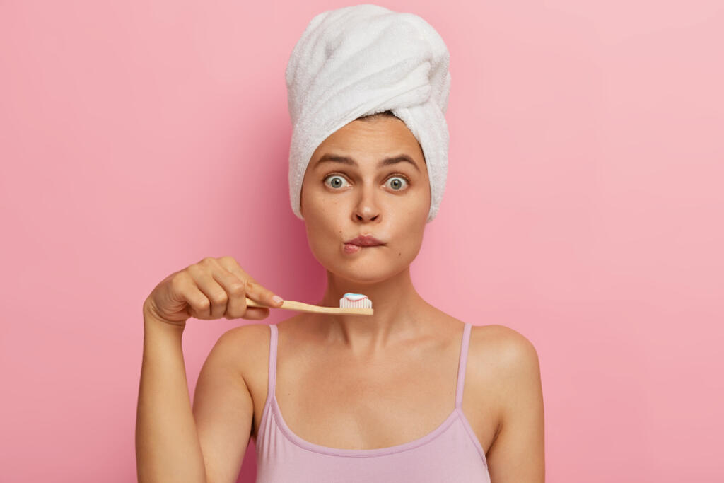 Surprised,Young,Woman,Has,Morning,Routine,,Shocked,Being,Short,Of