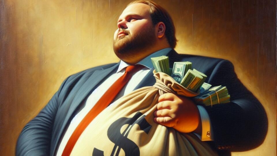 Oil,Painting,Artistic,Image,Of,Fat,Rich,Business,Man,Businessman