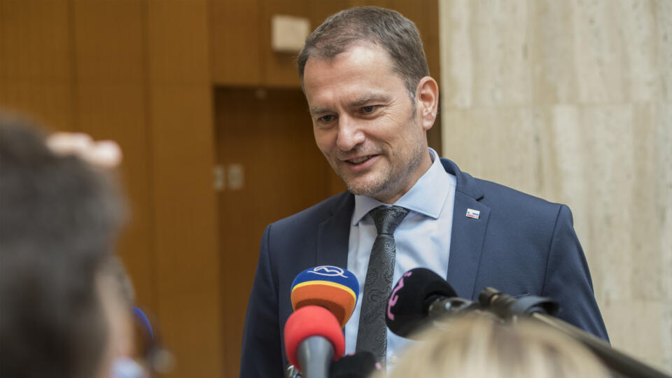 Na snímke premiér SR Igor Matovič (OĽaNO) počas brífingu s novinármi po prerušení 32. schôdze vlády SR 12. augusta 2020 v Bratislave. FOTO TASR - Martin Baumann