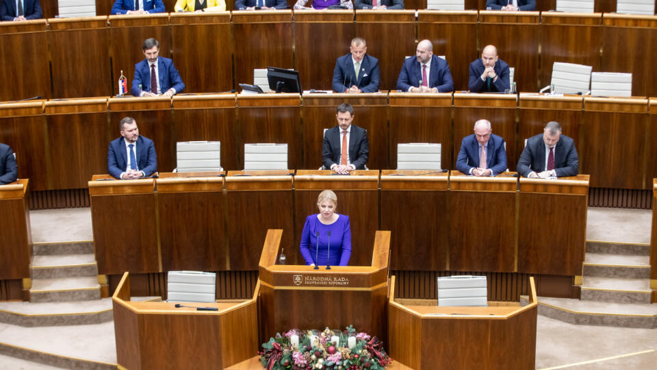 Prezidentka SR Zuzana Čaputová vystúpila so správou o stave republiky pred poslancami NR SR (29. november 2022). Na snímke je Zuzana Čaputová.