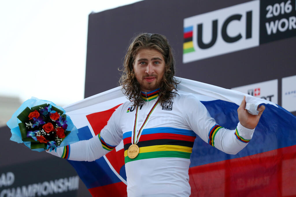 Peter Sagan po titule v Dauhe v roku 2016.