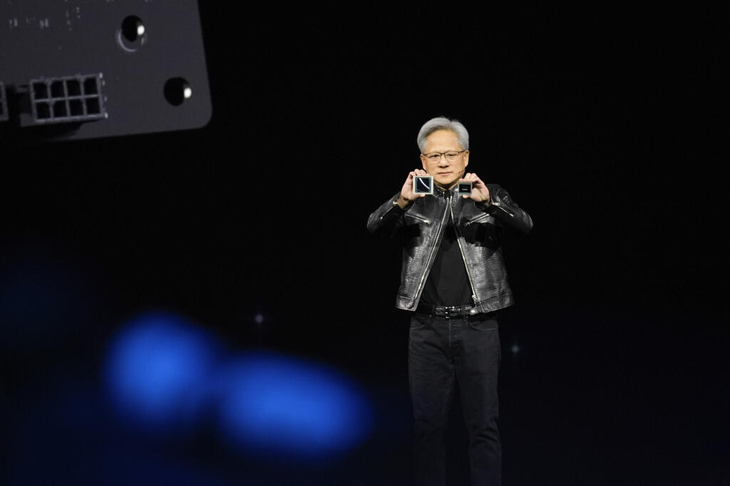 Šéf Nvidie Jensen Huang počas hlavného prejavu Nvidia GTC v San Jose.