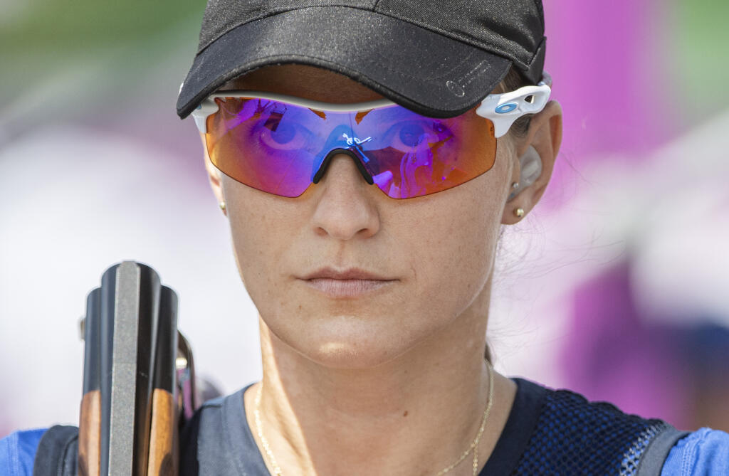 Slovenská reprezentantka v športovej streľbe Danka Barteková počas kvalifikácie v skeete žien na XXXII. letných olympijských hrách v Tokiu v nedeľu 25. júla 2021. FOTO TASR - Martin Baumann