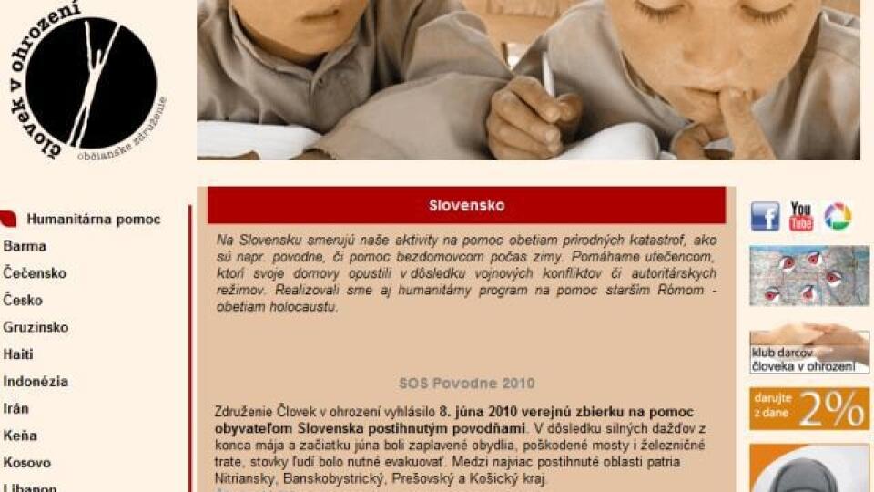 Ilustračná fotografia stránky clovekvohrozeni.sk