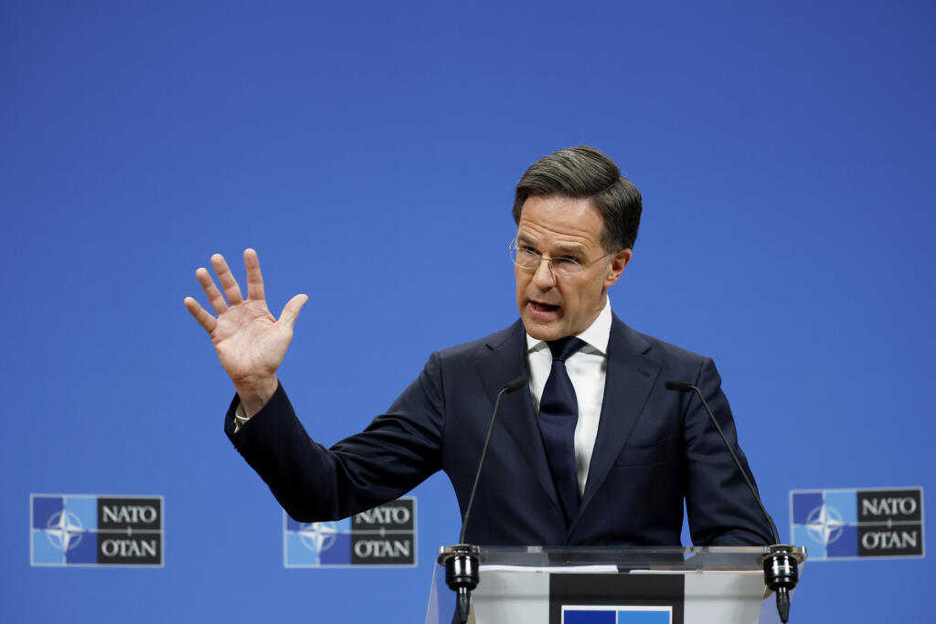 JB 36 Brusel - Generálny tajomník NATO Mark Rutte rozpráva počas tlačovej konferencie pred  rokovaním Kontaktnej skupiny na obranu Ukrajiny na úrovni ministrov obrany NATO v sídle NATO v Bruseli 12. februára 2025. FOTO TASR/AP

NATO Secretary General Mark Rutte speaks during a media conference ahead of a meeting of NATO foreign ministers at NATO headquarters in Brussels, Wednesday, Feb. 12, 2025. (AP Photo/Omar Havana)