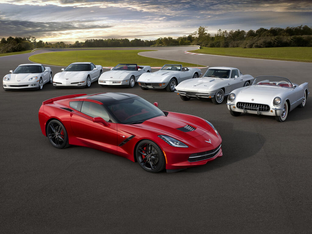 Pri uvedení dnes už neaktuálnej Corvette C7 urobila automobilka rodinnú fotku.