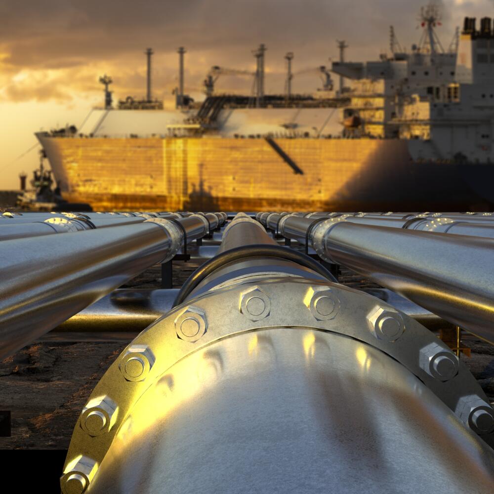 Pipelines,Leading,The,Lng,Terminal,And,The,Lng,-3d,Illustration.