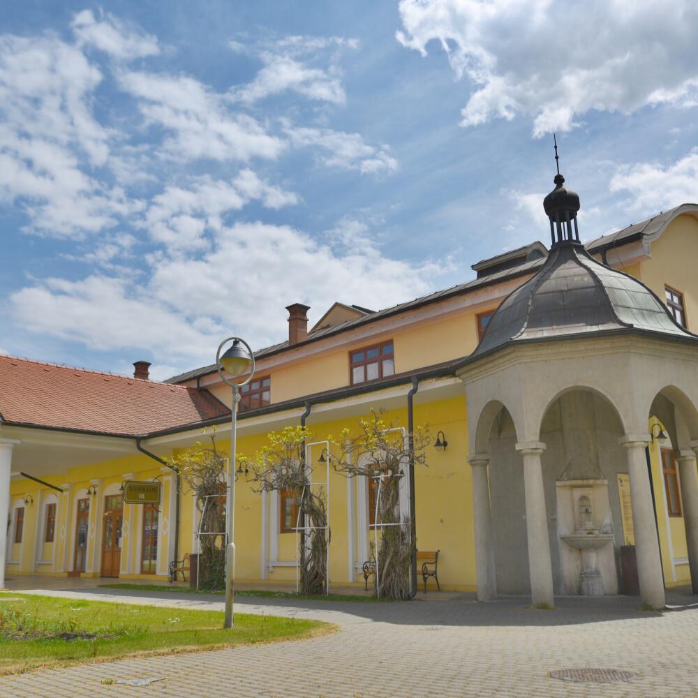 Slovenské liečebné kúpele Piešťany čiastočne obnovili prevádzku. V pondelok 4. mája začali poskytovať služby v kúpeľnom hoteli Pro Patria. Na snímke vpravo verejný horúci prameň tzv. vajcovka a budova kúpeľov v Piešťanoch v pondelok 4. mája 2020. FOTO TASR - Lukáš Grinaj