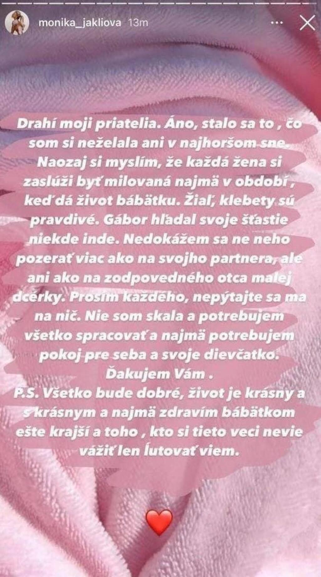 Borárosova partnerka Jákliová informovala o údajnej nevere bojovníka na sociálnej sieti na konci apríla.