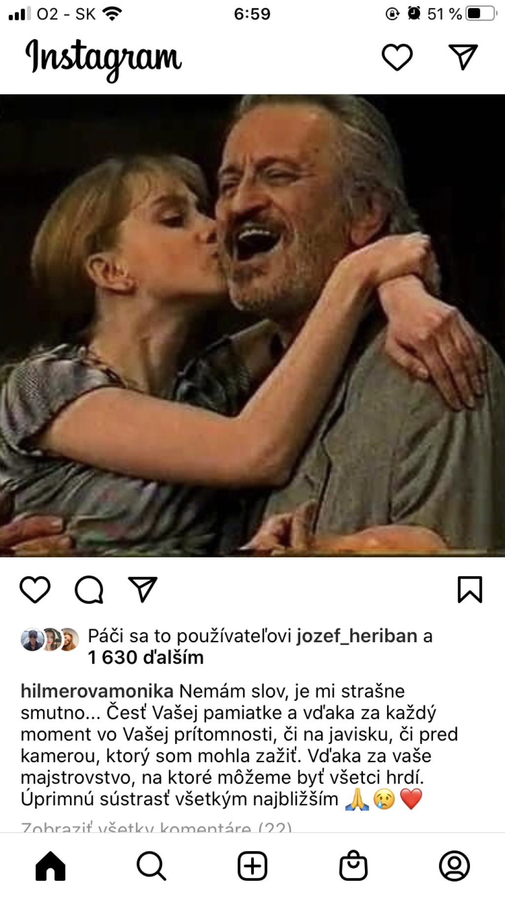 Monika Hilmerová smúti za Milanom Lasicom.