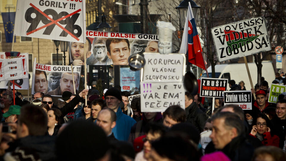 V piatok 24. februara 2012 pokračovak v hlavnom meste protest Gorila spojený s pochodom účastníkov z Hviezdoslavovho námestia na Trnavské Mýto.