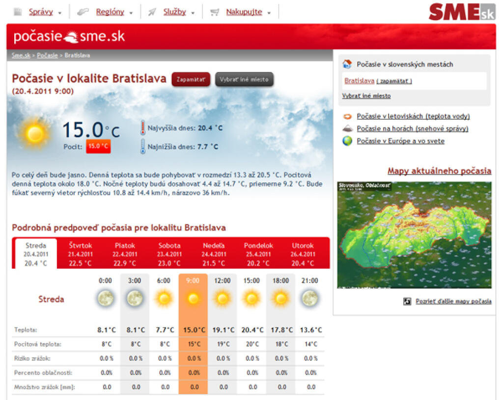 Sme.sk chce suplovať nefunkčné SHMU.sk. Výrazne rozšírilo svoj meteoservis