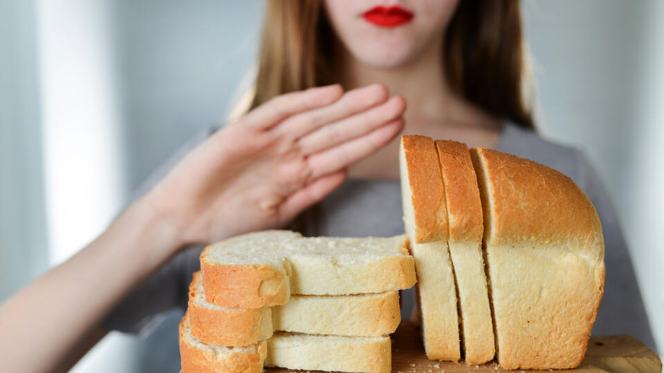 Gluten,Intolerance,Concept.,Young,Girl,Refuses,To,Eat,White,Bread.