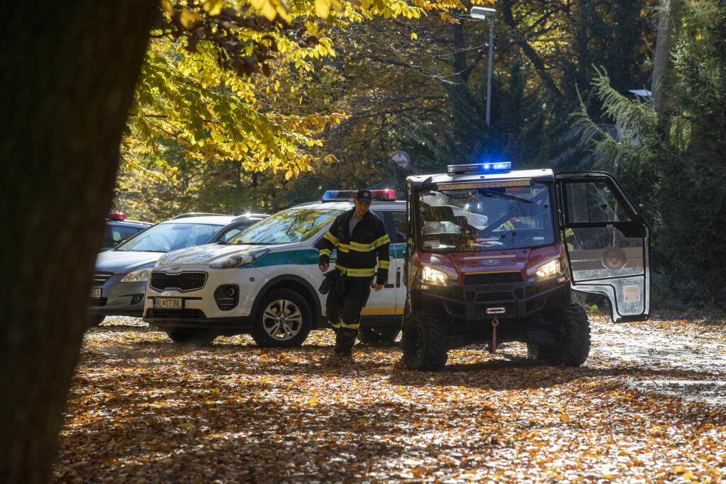 Na snímke hasiči a policajti vynášajú telo tragicky zosnulého hokejistu Dušana Pašek.