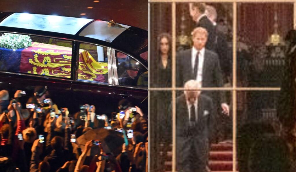 Spolu s kráľom Charlesom čakali na rakvu kráľovnej aj Harry a Meghan.