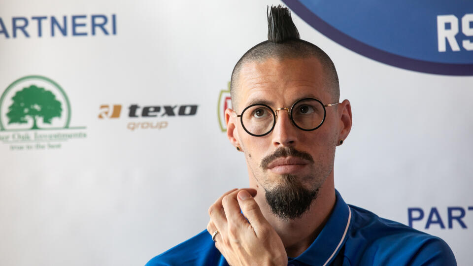 Tlačová konferencia k ukončeniu reprezentačnej kariéry Marka Hamšíka. Na fotke je Marek Hamšík.