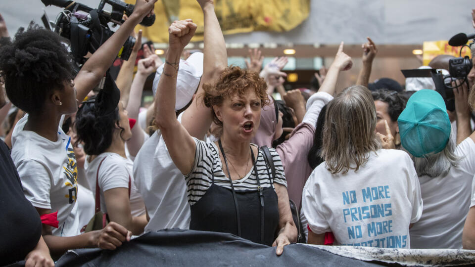 Herečka Susan Sarandon na proteste 