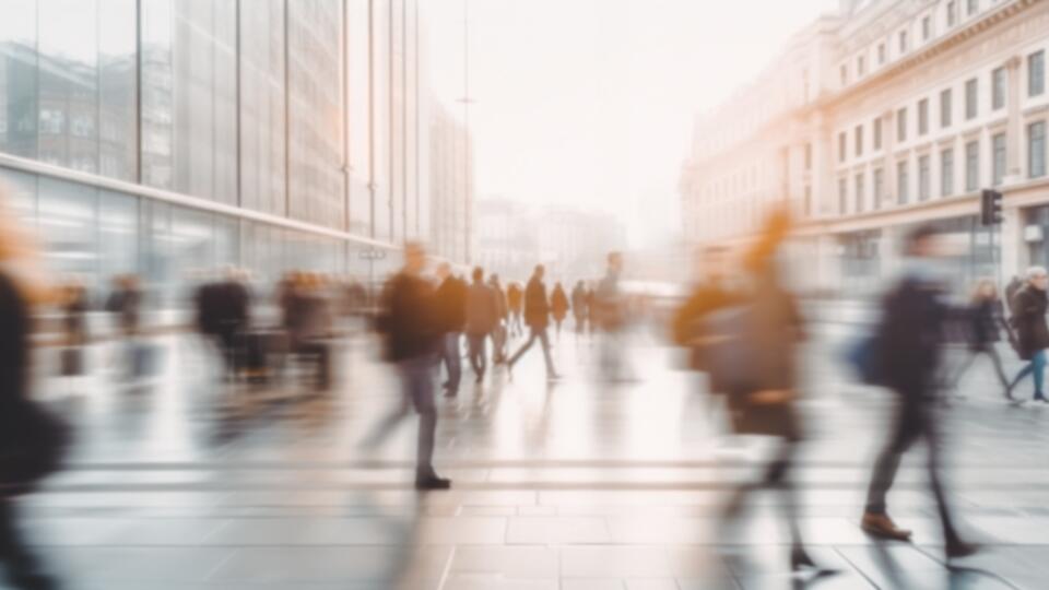 Beautiful,Motion,Blur,Of,People,Walking,In,The,Morning,Rush